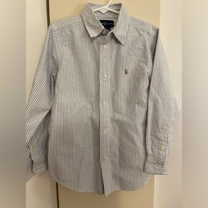 Boys Size 7- Ralph Lauren Blue White Button Up Shirt
